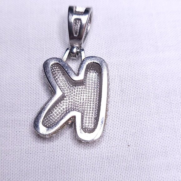Silver Tone Bubble Letter "K" Pendant - Picture 2 of 3